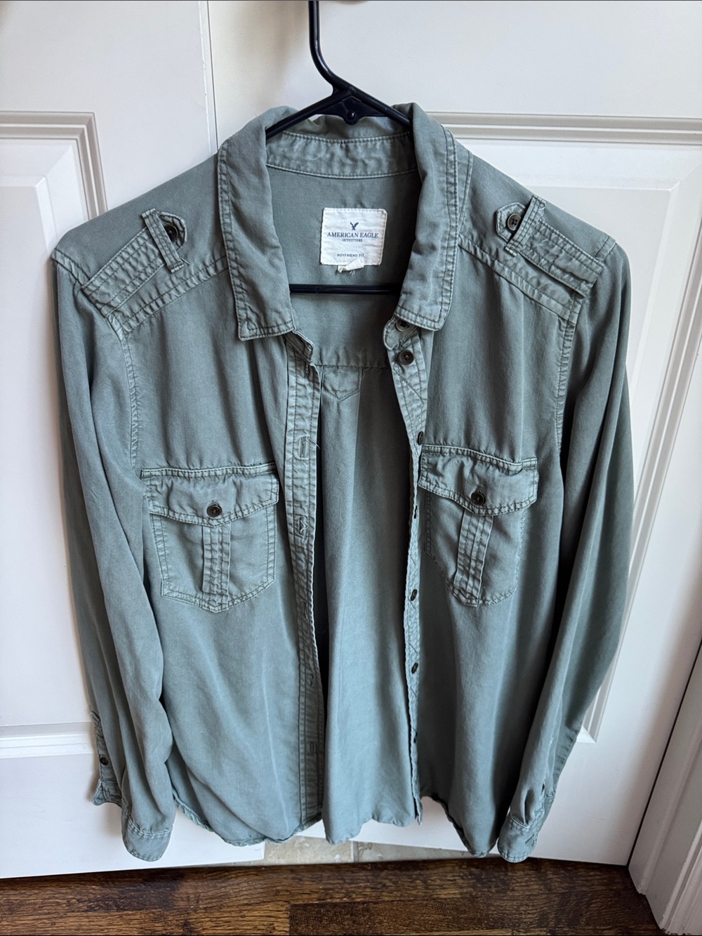 American Eagle Outfitters Sage Green Women's Button-Down Shirt